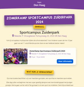 Zomerkamp Sportcampus Zuiderpark