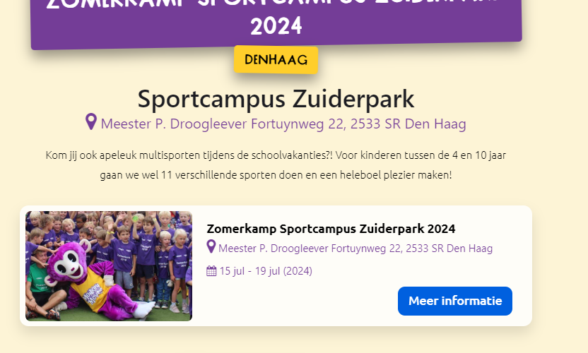 Zomerkamp sportcampus Zuiderpark