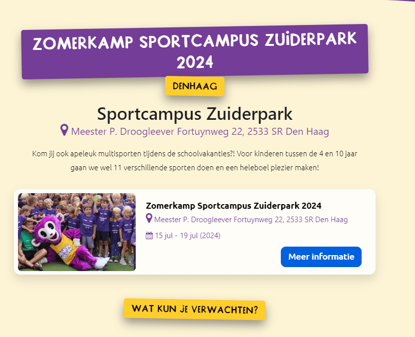 Zomerkamp sportcampus Zuiderpark