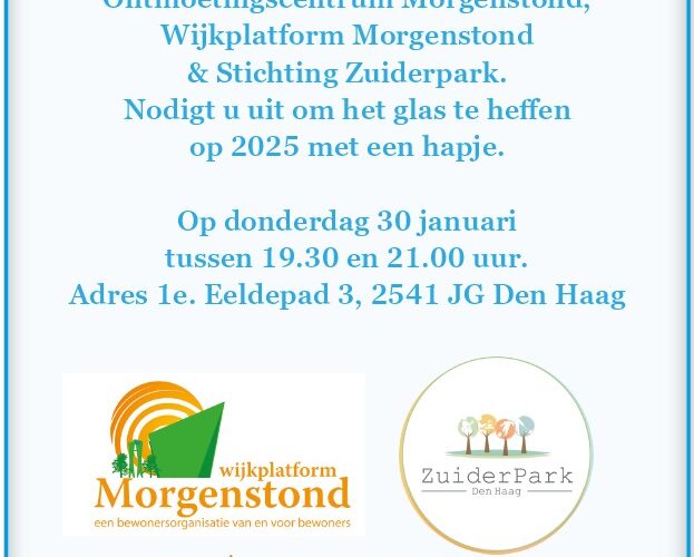 Gezamenlijke nieuwjaarsbijeenkomst Ontmoetingscentrum, Wijkplatform Morgenstond en Stichting Zuiderpark