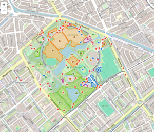 uitgezoomde plattegrond van het Zuiderpark