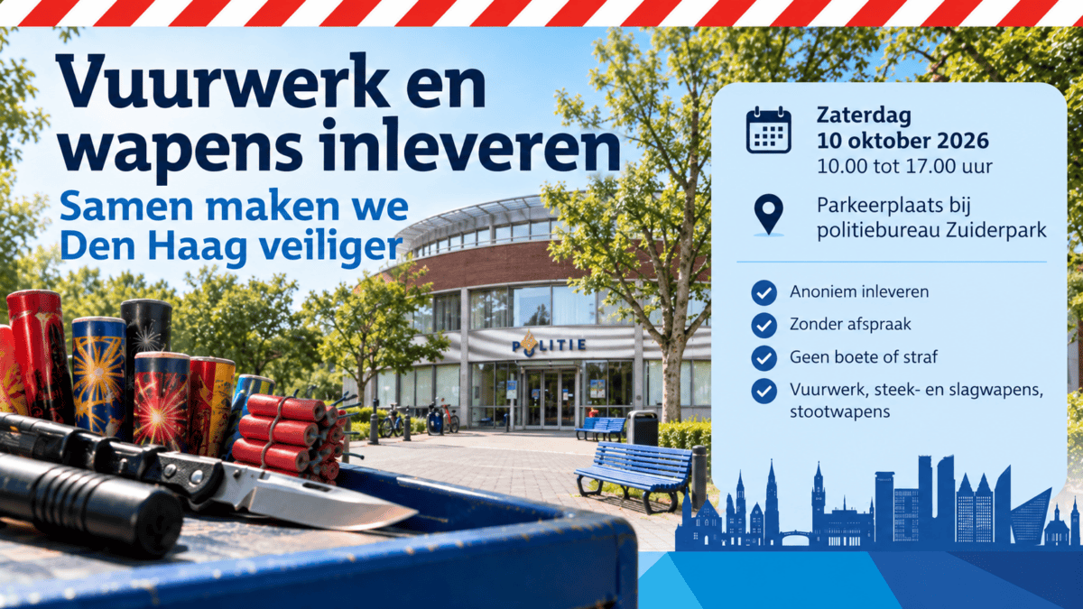 Vuurwerk en wapens anoniem inleveren bij politiebureau Zuiderpark op 10 oktober